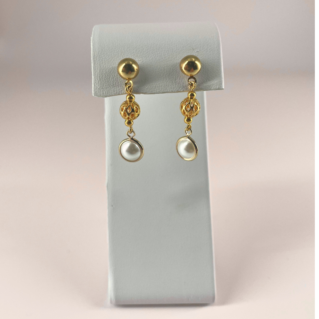 Golden Cascade Pearl Earrings