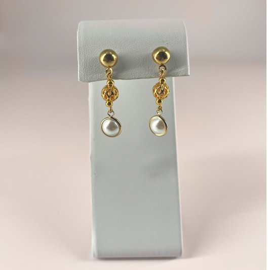 Golden Cascade Pearl Earrings