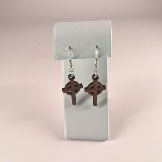 Sacred Wood Cross Earrings