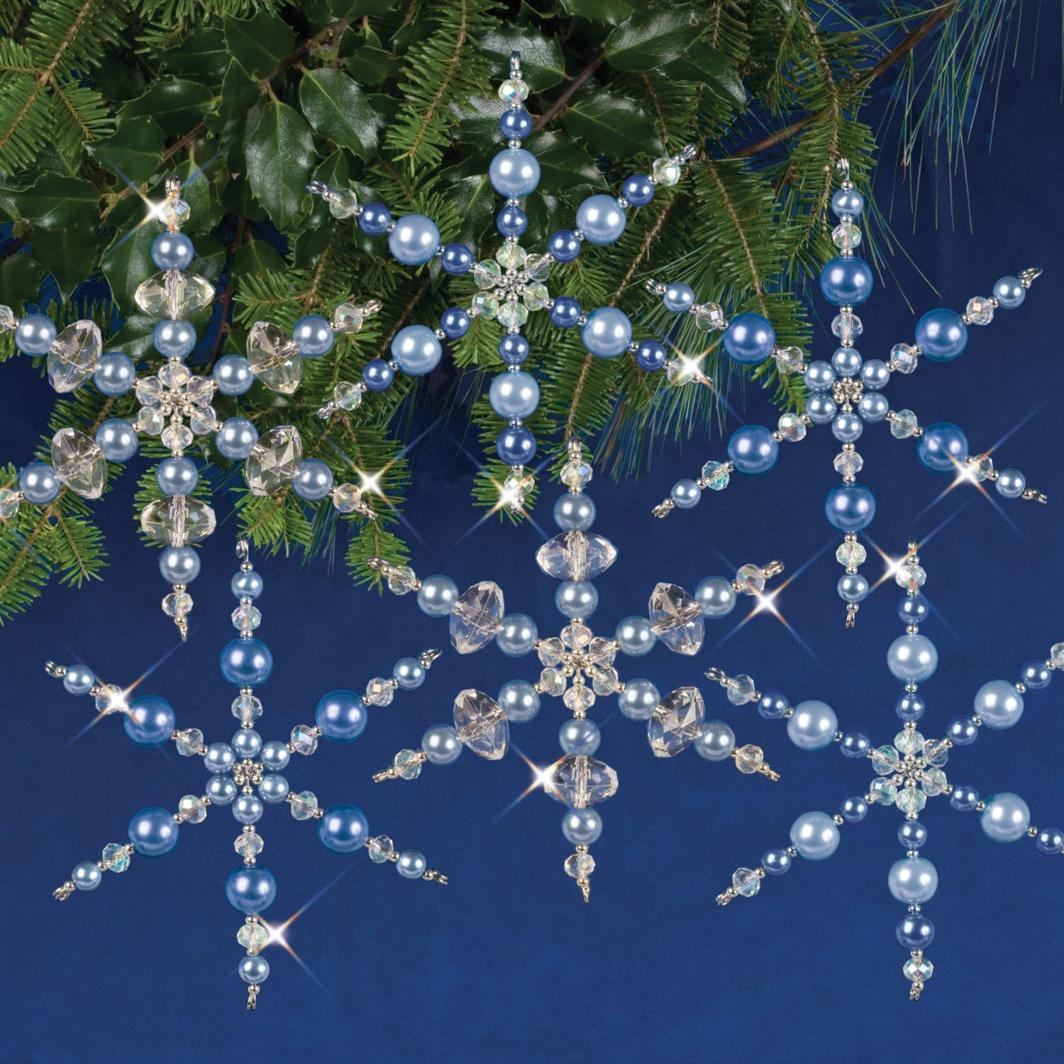Blue Pearls and Crystal Vintage Snowflake