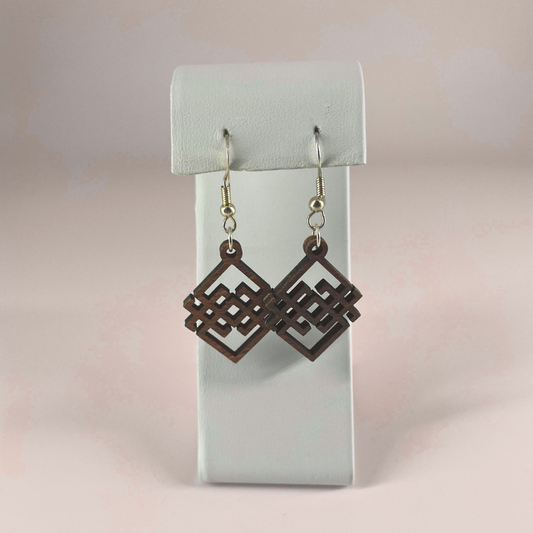 Geometric Diamond Wood Earrings