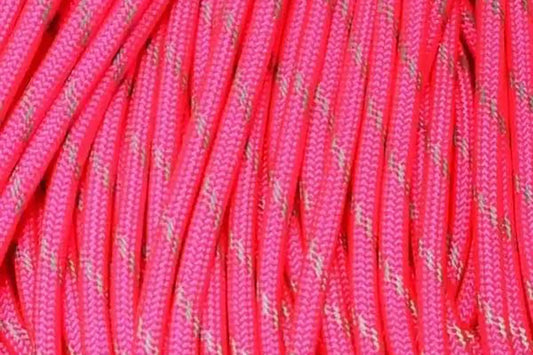Neon Pink with 3 Reflective Tracers Paracord Bracelet